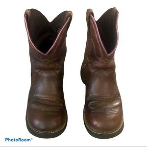 Justin short Gypsy boot w/pink & purple Sz 7.5